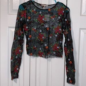 Urban outfitters sheer cropped long sleeve top